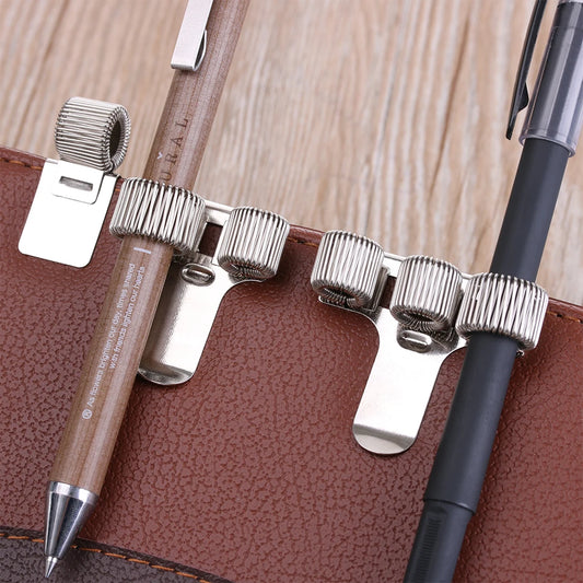 Metal Spring Pen Holder with Pocket Clip - Available in Single, Double, Triple Hole for Doctors, Nurses Uniforms, and Notebooks