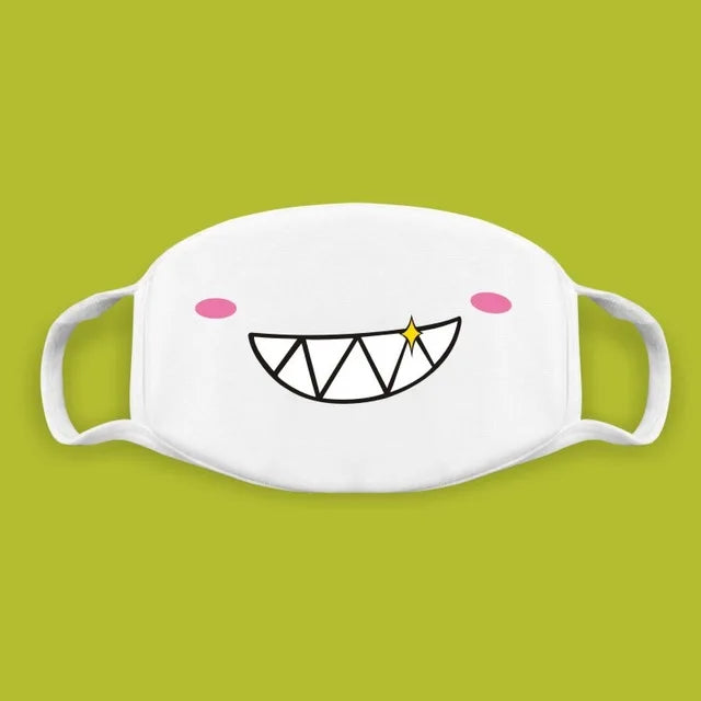 Kawaii Anime Expression Cotton Face Mask – Breathable Smile Mouth Muffle for Unisex Korean Style