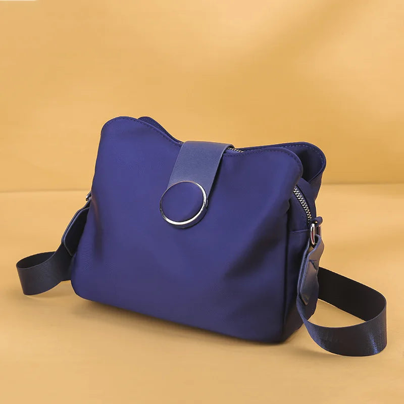 Vintage Waterproof Nylon Shoulder Bag for Women – Simple Crossbody Messenger Bag for Daily Use & Travel