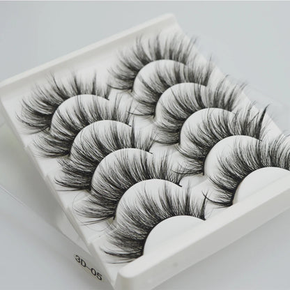 QSTY 5 Pairs 3D Mink False Eyelashes – Natural Long Dramatic Volume Black Lash Extensions