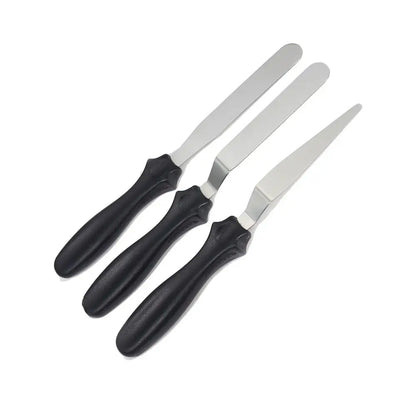 Small 3-Piece Cranked (Angled) Spatula Palette Knife Set — Icing, Fondant & Cake Decorating Tools