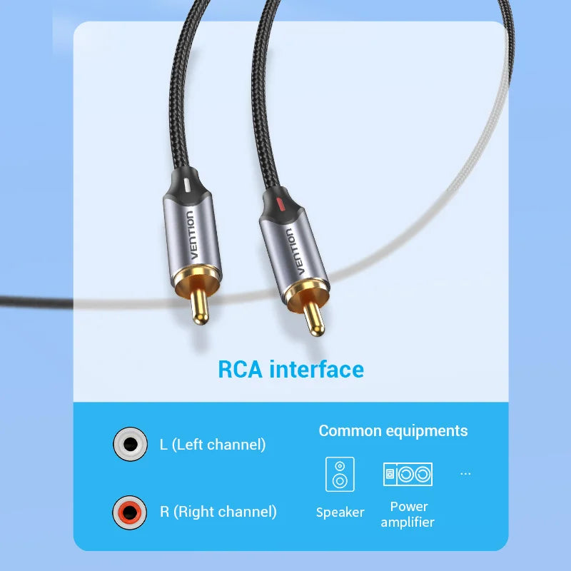 Vention 3.5mm to 2RCA RCA Audio Cable – Stereo Splitter Jack Cord for Smartphone, Amplifier & Home Theater AUX Connection