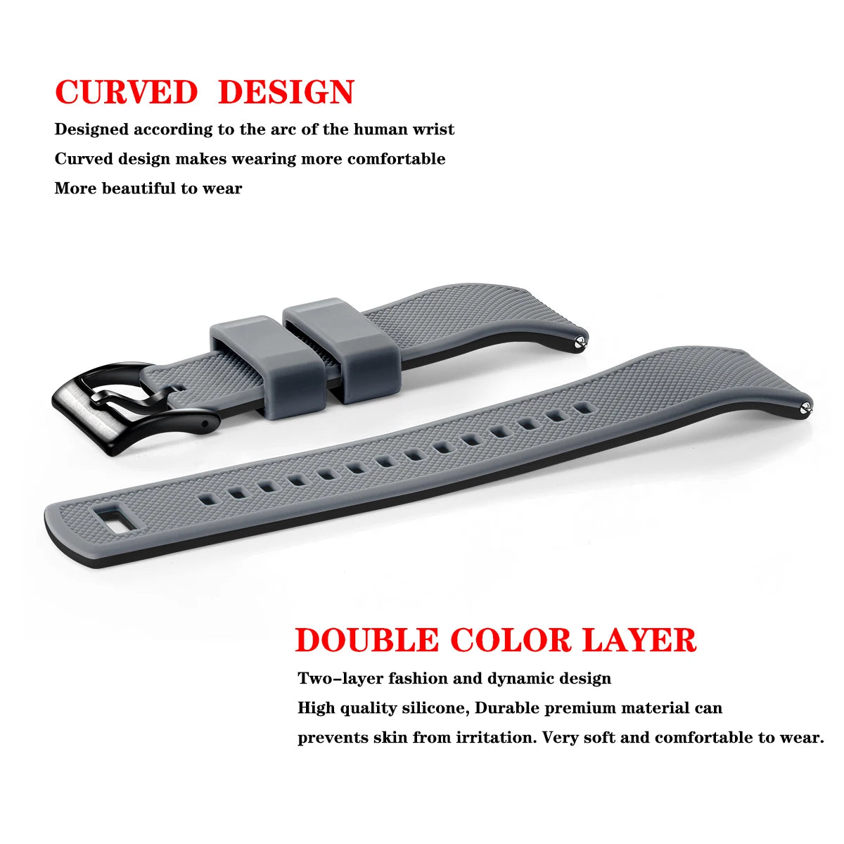 Premium Silicone Watch Band – Quick Release Rubber Strap, 18mm 20mm 22mm Replacement Watchband