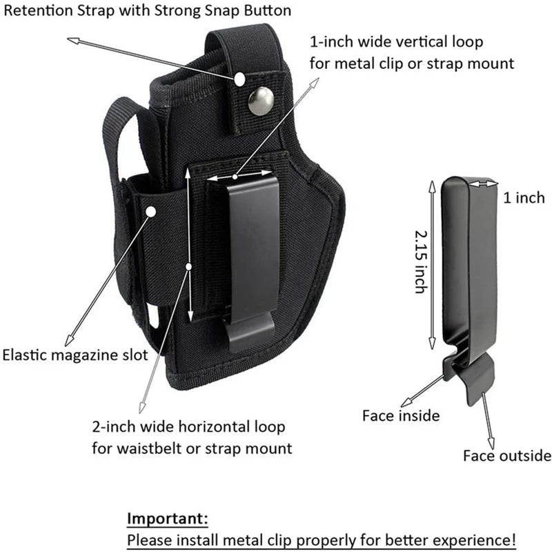 Tactical Ambidextrous Gun Holster - IWB & OWB Concealed Carry Holster with Magazine Pouch