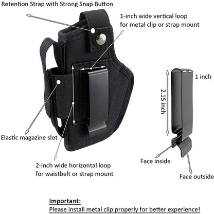 Tactical Ambidextrous Gun Holster - IWB & OWB Concealed Carry Holster with Magazine Pouch
