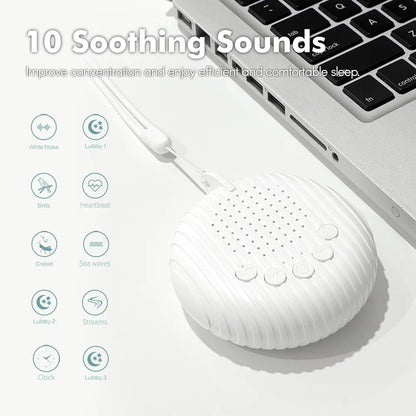 Portable White Noise Sound Machine | Baby Sleep Machine with 10 Soothing Sounds | Volume Adjustable | Built-in Rechargeable Battery