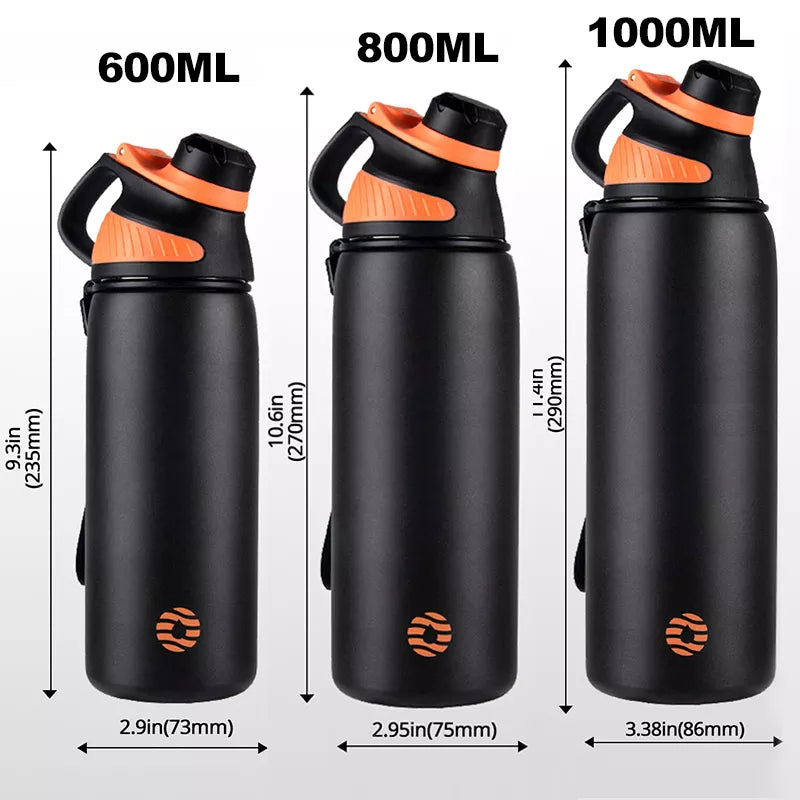 FEIJIAN 1000ml Stainless Steel Vacuum Flask - Insulated Thermos with Magnetic Lid for Outdoor Sports, Cold Retention