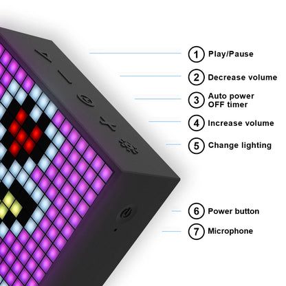 Divoom Timebox Evo Bluetooth Speakers – Wireless with Clock, Alarm, Programmable LED Display for Pixel Art Creation, Unique Gift