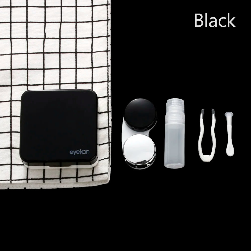 Square Contact Lens Case – Portable Travel Lens Storage & Soaking Box Holder, Solid Color Fashion Eyewear Accessory Container