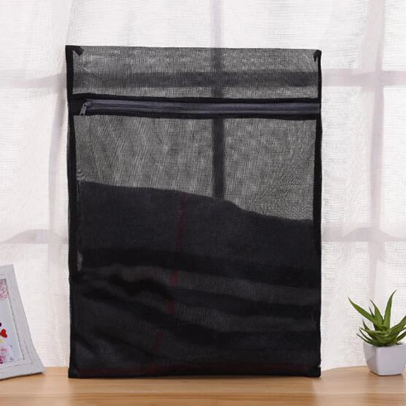 Black Nylon Mesh Laundry Bag – Zippered Washing Bag for Clothes, Bras & Delicates, Washing Machine Safe