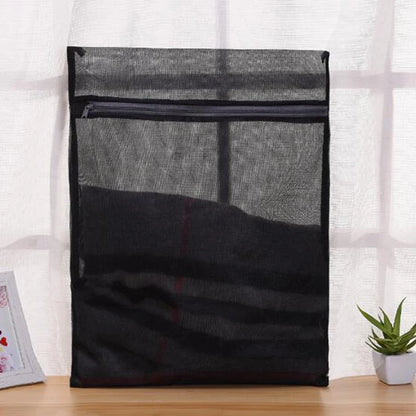 Black Nylon Mesh Laundry Bag – Zippered Washing Bag for Clothes, Bras & Delicates, Washing Machine Safe