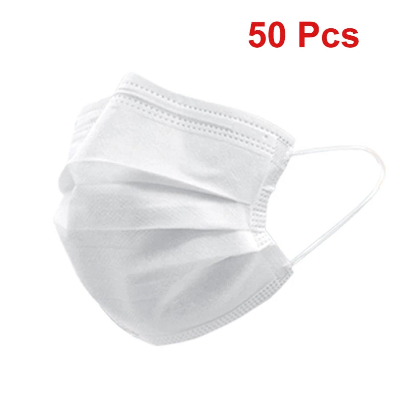 3 Layer Disposable Face Masks – Anti-Dust Protective Masks with Melt Blown Cloth, Earloops, Black Mascarillas