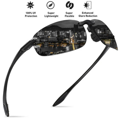JULI Sports Sunglasses – TR90 Rimless Frame, UV400 Protection for Men & Women, Ideal for Cycling, Running, Fishing, Baseball, and Driving, Model 8001