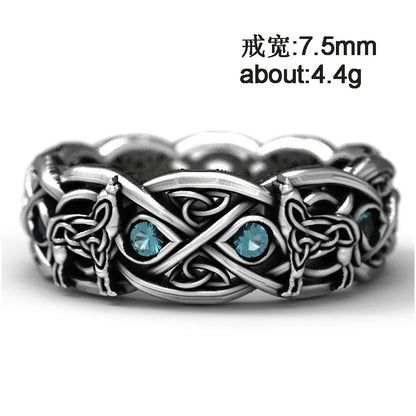 Huitan Viking Nordic Mythology Giant Wolf Ring – Defense Totem, Hip Hop Rock Fashion Unisex Punk Jewelry Gift