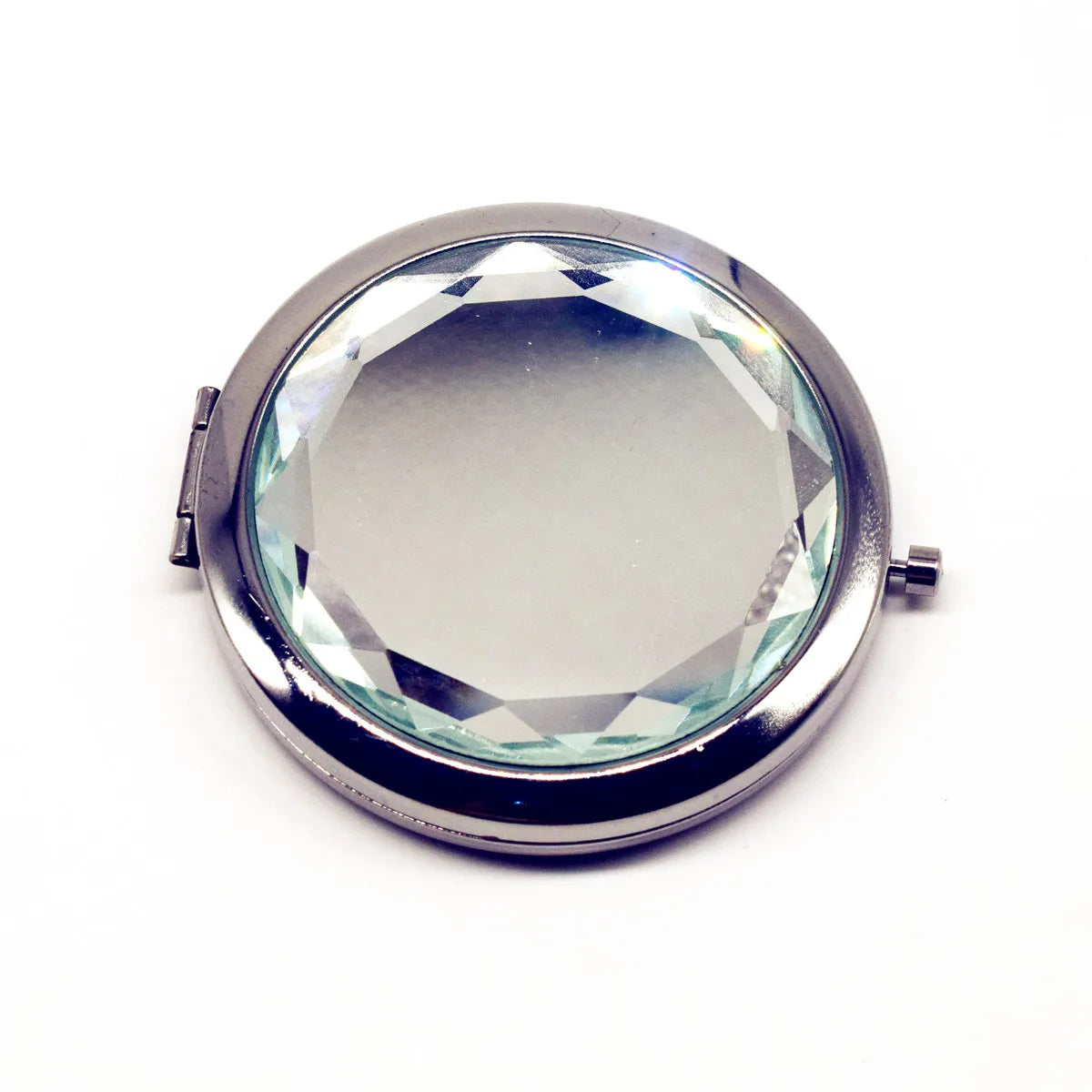Luxury Crystal Folding Makeup Mirror - Portable Round Gold & Silver Pocket Compact Mirror, Personalized Beauty Gift