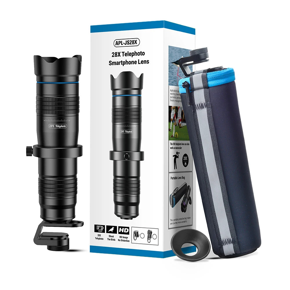 APEXEL 28X Telephoto Phone Lens - HD Smartphone Camera Zoom Monocular with Mini Selfie Tripod