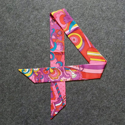 Rainbow Silk Scarf - Luxury Women’s Skinny Neck, Hair & Bag Accessory Foulard Headband