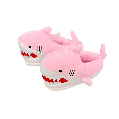 Feerldi Shark Winter Slippers — Cartoon Anime Slip-On Fish Slides for Girls, Boys & Women, Plush Open-Mouth Cotton Shoes
