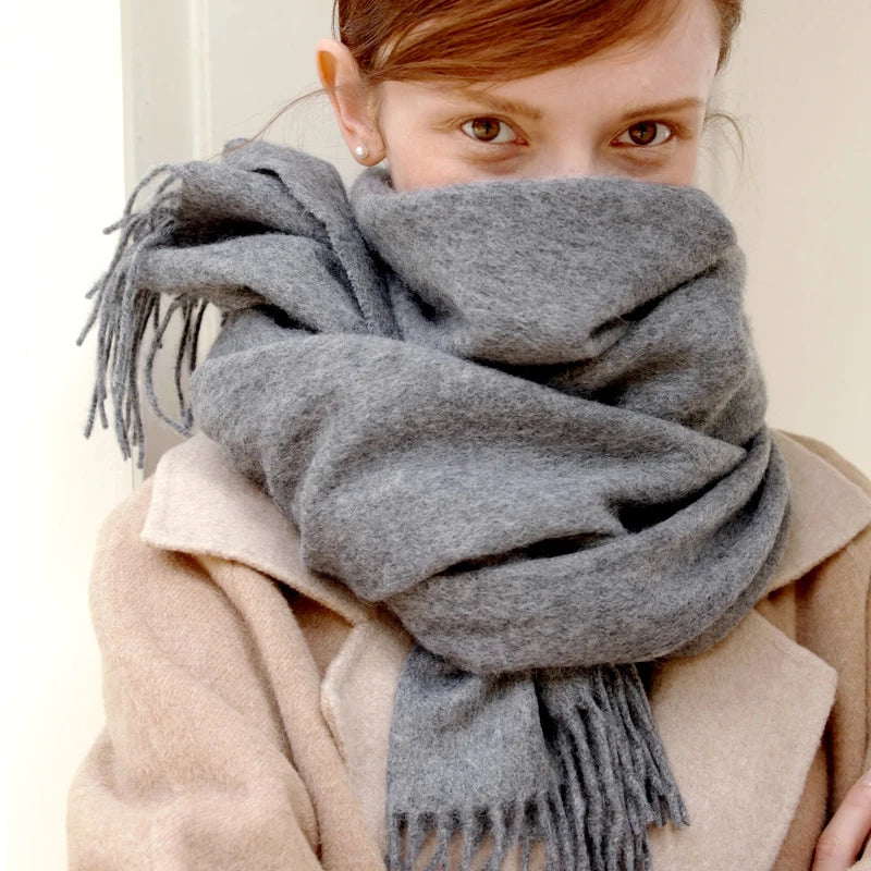 Solidlove Women’s Wool Winter Scarf – 100% Wool Cashmere Poncho Wrap, Fashionable Adult Scarf for Ladies
