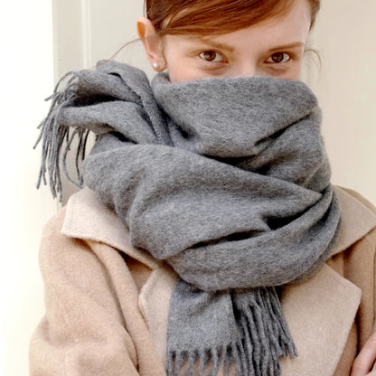 Solidlove Women’s Wool Winter Scarf – 100% Wool Cashmere Poncho Wrap, Fashionable Adult Scarf for Ladies