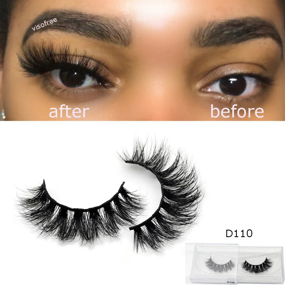 3D Real Mink False Eyelashes – Thick Handmade Strip Lashes with Glitter Packing for Makeup Beauty D101