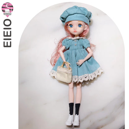 Slim 26cm BJD Doll for Girls – 13 Movable Joints with Princess Outfit, Blue Eyes & Eyelash Accessories