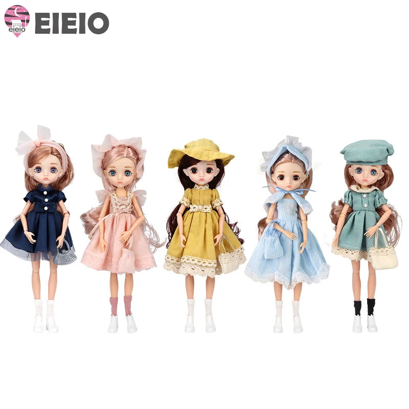 Slim 26cm BJD Doll for Girls – 13 Movable Joints with Princess Outfit, Blue Eyes & Eyelash Accessories