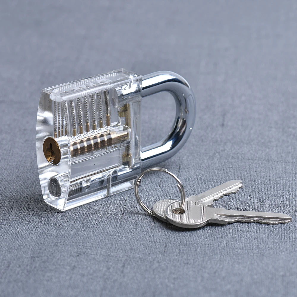KAK Transparent Practice Lock Set - Cutaway Padlock Training Kit with Key Extractor Locksmith Tools
