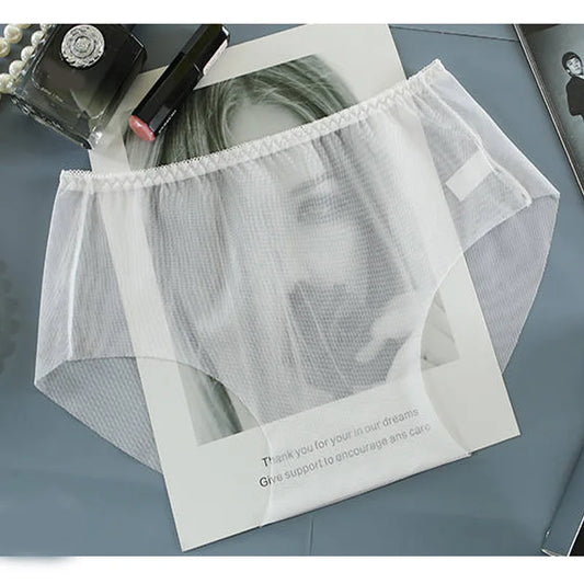 Women’s Full Transparent Panties – Sexy Seamless Ultra-Thin Mid-Rise Lace Briefs Lingerie Underwear
