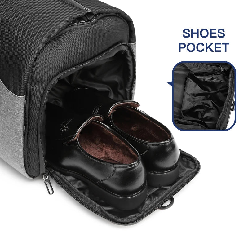 OZUKO Multifunction Men’s Travel Bag – Large Capacity Waterproof Suit Luggage Duffel with Shoe Pocket