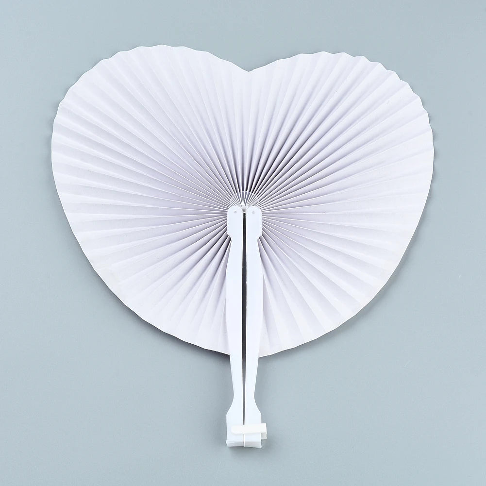 20/30PCS Personalized White Wedding Heart Paper Fans – Custom Logo Party Souvenirs & Guest Gifts for Engagements & Baptisms