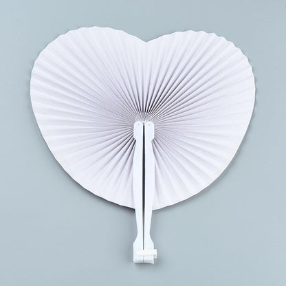 20/30PCS Personalized White Wedding Heart Paper Fans – Custom Logo Party Souvenirs & Guest Gifts for Engagements & Baptisms