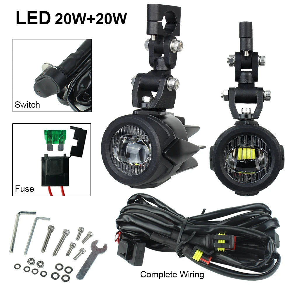 40W LED Motorcycle Fog Lights for BMW R1200GS, F800GS, F700GS, F650 & K1600 – 6000K Bright Auxiliary Driving Lamps