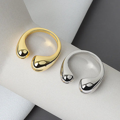 LIVVY Silver Color Double Ball Beads Opening Rings: Trendy Couple Jewelry Gift for Women - 2021 Fashion Trend