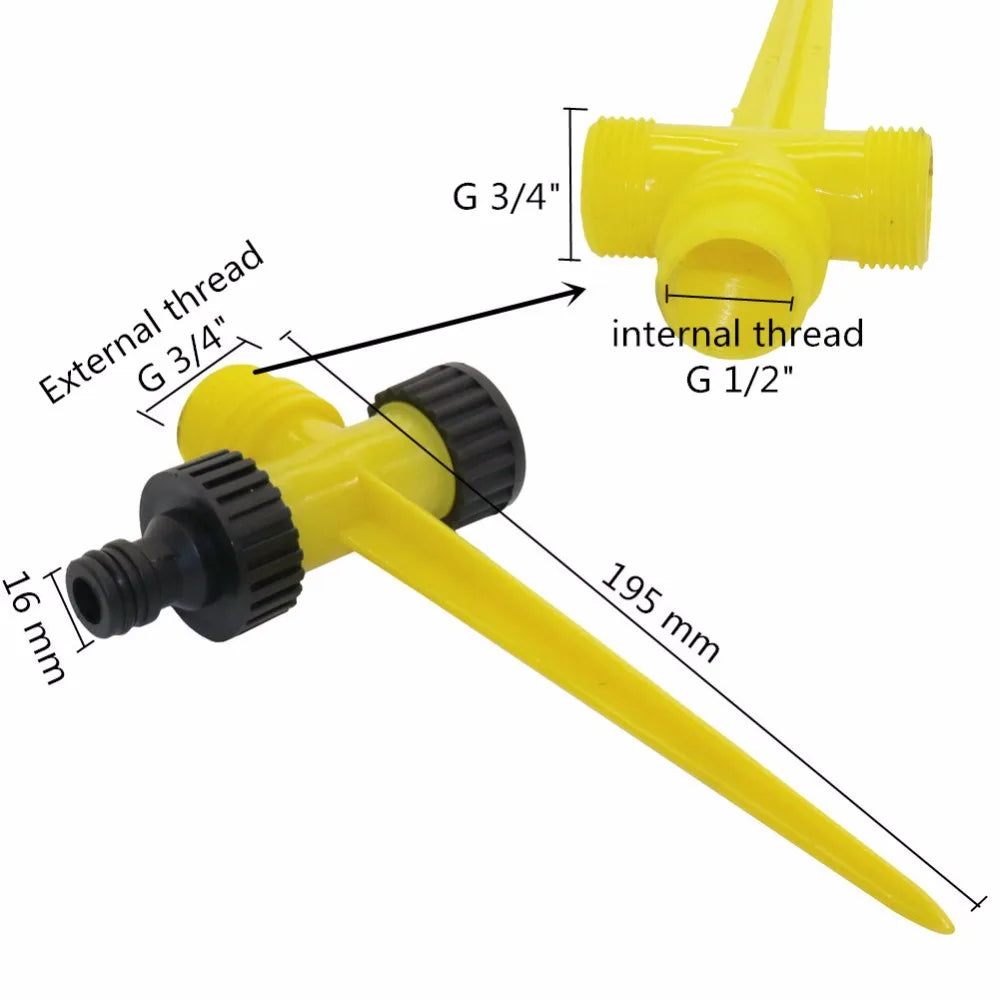 Adjustable Spiked Rocker Impact Sprinkler: 360 Degrees Rotary Jet for Garden & Agriculture Watering - Lawn Irrigation Nozzle for Efficient Watering
