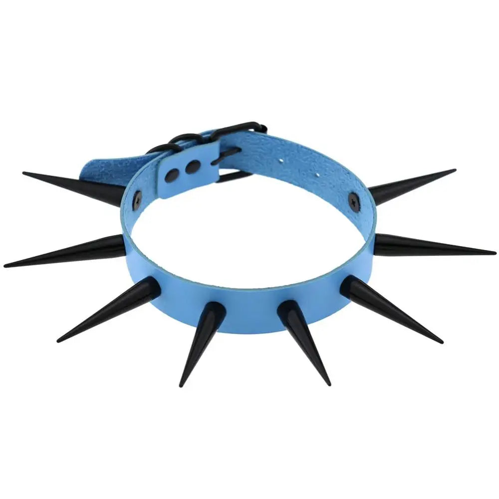 Big Long Spiked Choker Collar – Cool Punk Necklace for Women & Men, Metal Rave Festival Goth Jewelry