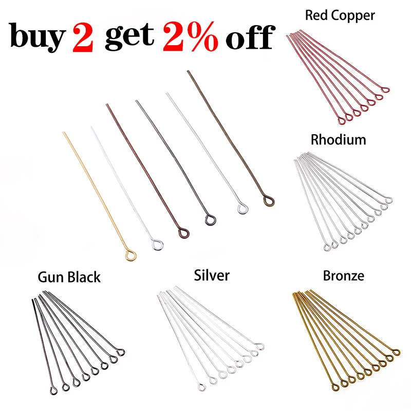 Jewelry Eye Pins & Ball Head Pins - 100/200pcs DIY Findings for Earrings Bracelets Pendants 16-60mm Craft Making Supplies