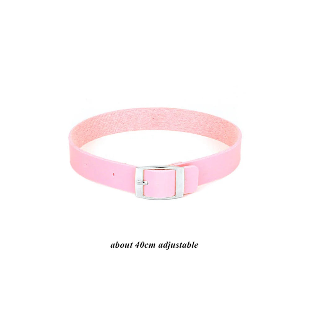 Pink Gothic Collar Necklace – Trendy Rock Leather Heart with Rivets, Harajuku Punk Choker Jewelry for Women, Gift Idea