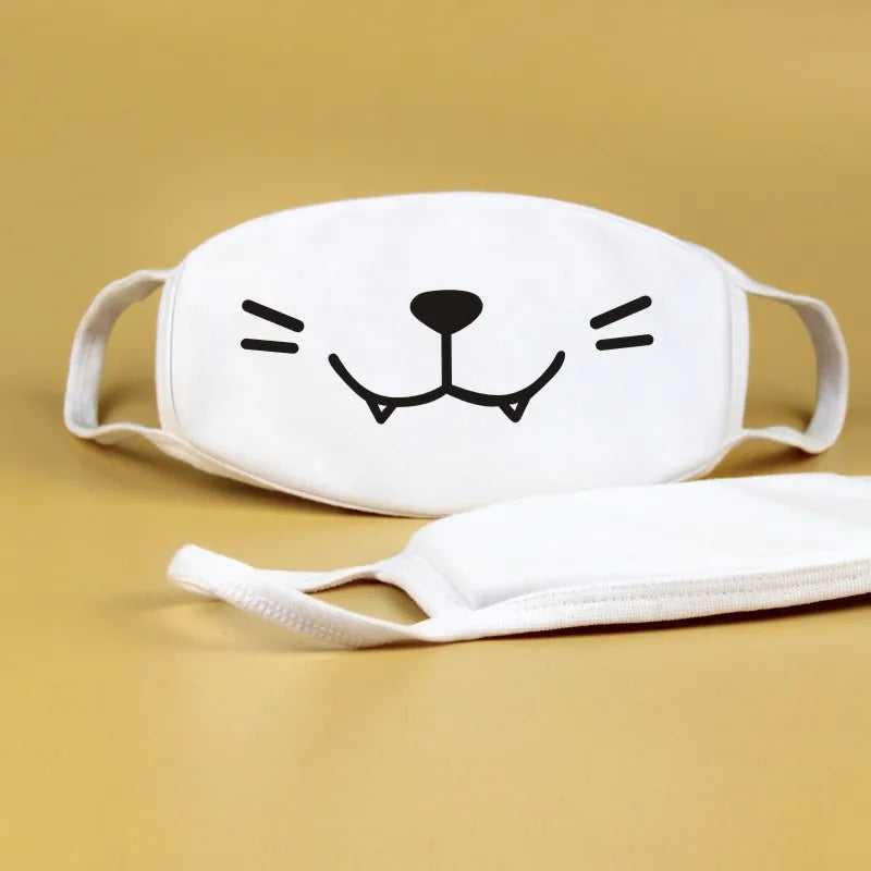 Kawaii Anime Expression Cotton Face Mask – Breathable Smile Mouth Muffle for Unisex Korean Style