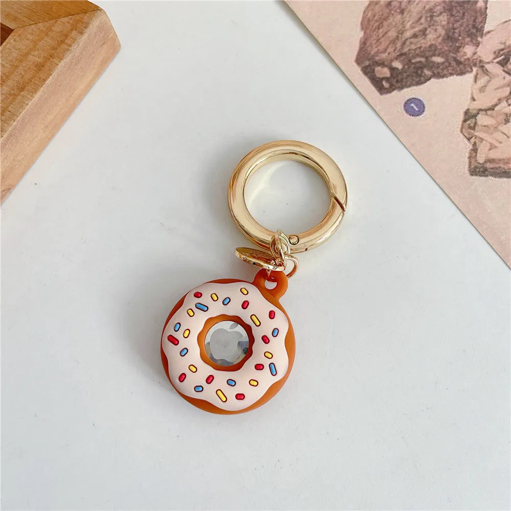 Cartoon Donut Silicone Case for Apple AirTag – Cute Protective GPS Tracker Cover for Dog Collar