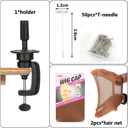 Canvas Wig Head Stand – 21-24 Inch Mannequin for Hairstyling, Wig Display & Making with Support Holder