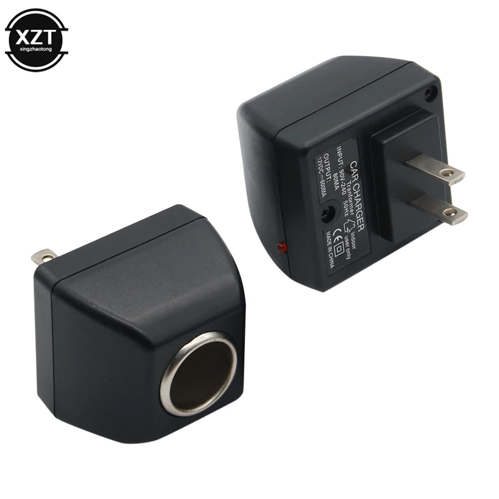 AC to 12V DC Car Socket Adapter - US/UK Plug Power Converter for Automotive Electronic Devices