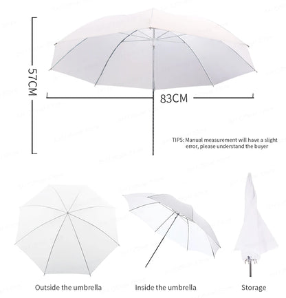 4-Pack 33"/83cm Soft White Translucent Umbrellas — Photo & Video Studio Lighting Diffusers for Photography Flash
