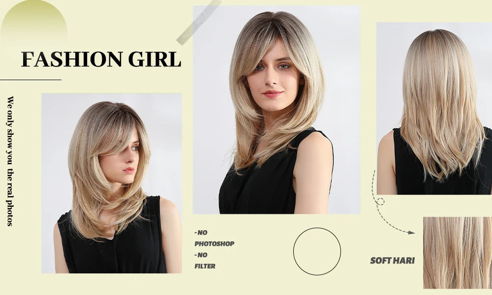 ESIN Synthetic Dark Brown Wig for Women - Long Wavy Wig with Bangs, Heat Resistant for Party & Daily Use