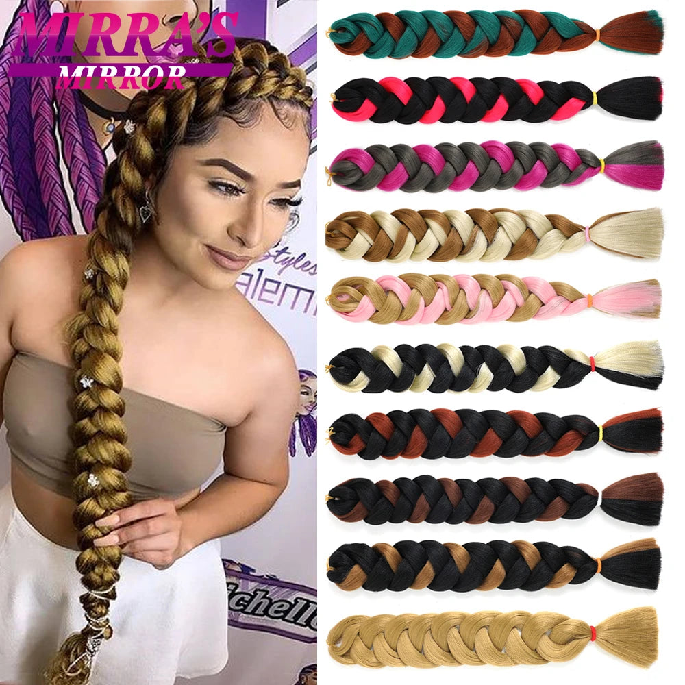 41" Jumbo Braiding Hair Extensions – Purple, Pink & Blue Ombre Synthetic Hair for Box Braids, Wholesale Support