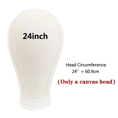 Canvas Wig Head Stand 21-24 Inch – Mannequin for Hairstyling, Wig Making & Display with Support Holder