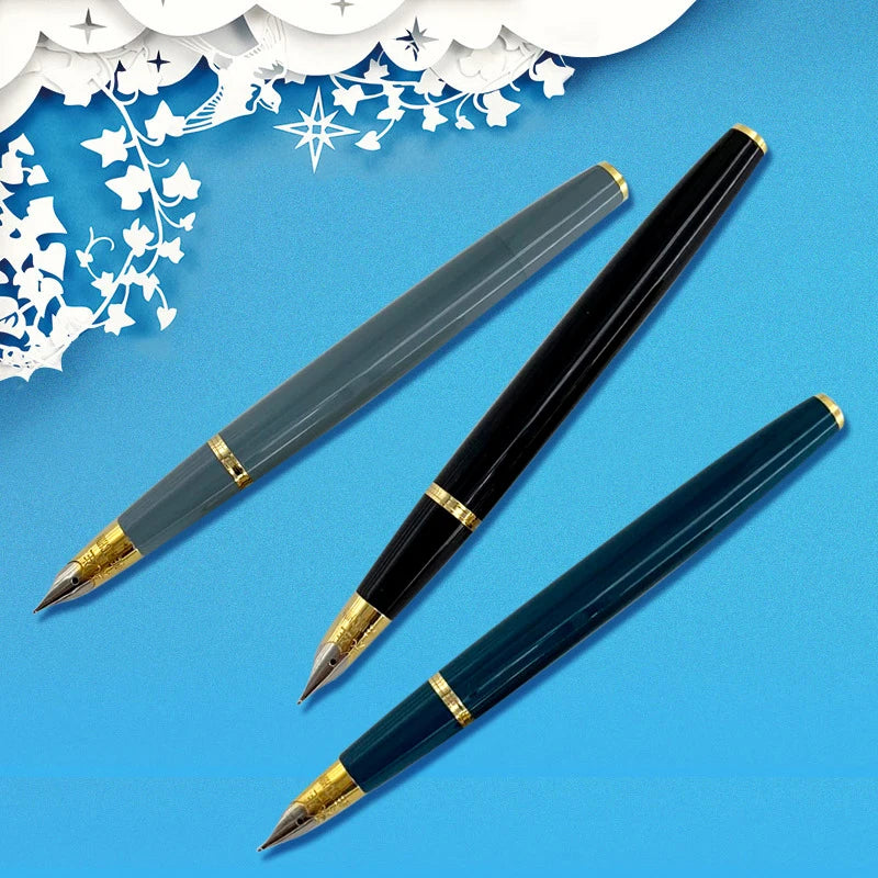 Yong Sheng 601A Wave Fountain Pen – Golden Cap, Fine Nib, Dark Blue Vacumatic, Luxury Gift for Office