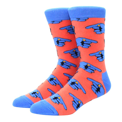 Men's Colorful Combed Cotton Jacquard Crew Socks - Striped Business Casual Dress Socks