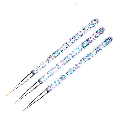 3PCS Acrylic French Nail Art Painting Pens - Slim Line Drawing Brushes for 3D Tips, UV Gel & Manicure Designs