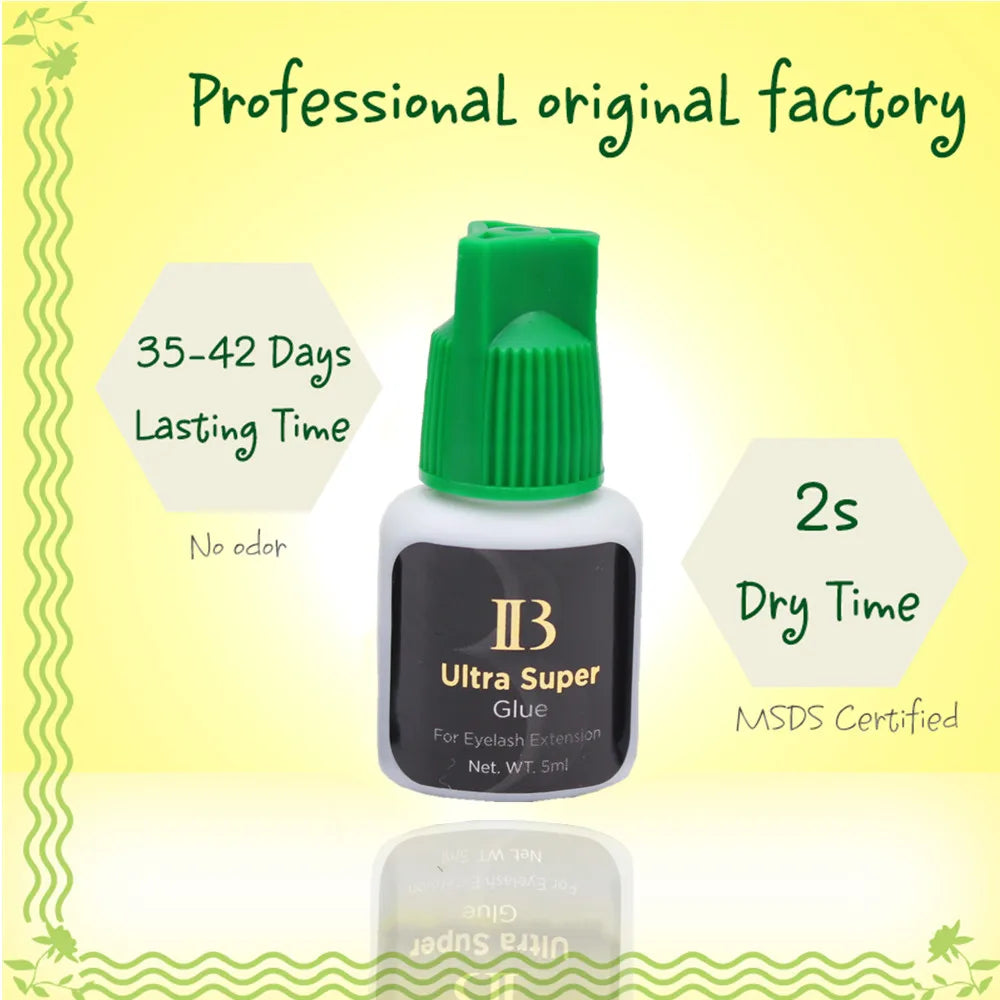 IB Ultra Super Glue for Eyelash Extensions — 5ml Korean Fast-Drying Strong Lash Adhesive, Long-Lasting